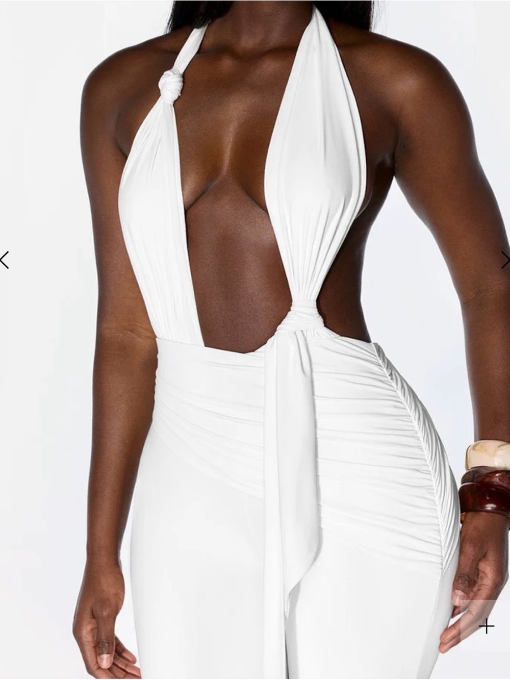 White Halter Tie-Front Jumpsuit